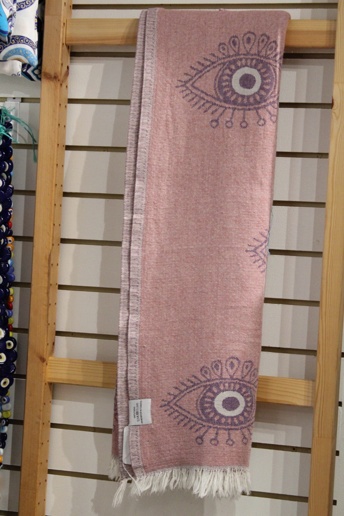 Protection Eye with White Eye on Purple Turkish Towel