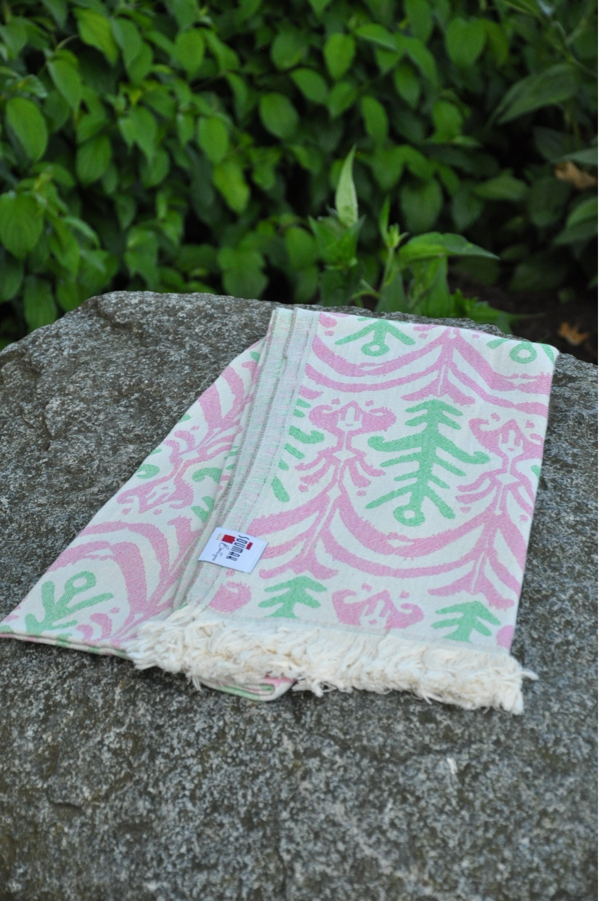 Tree of Life Turkish Towels-Green and Pink