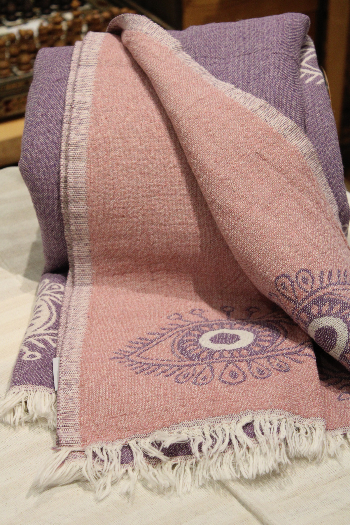 Protection Eye with White Eye on Purple Turkish Towel