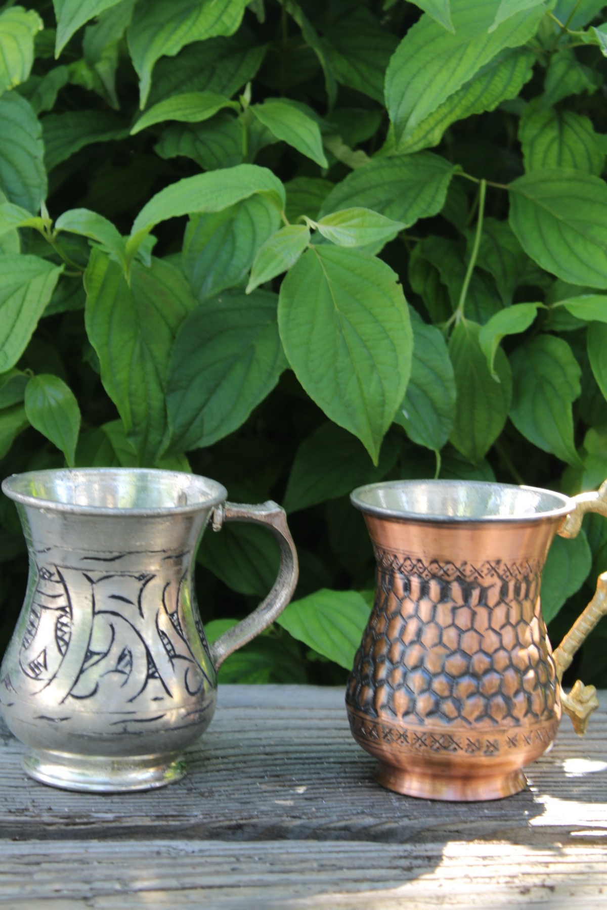 Authentic Engraved Turkish Copper Mug-Tinned Silver