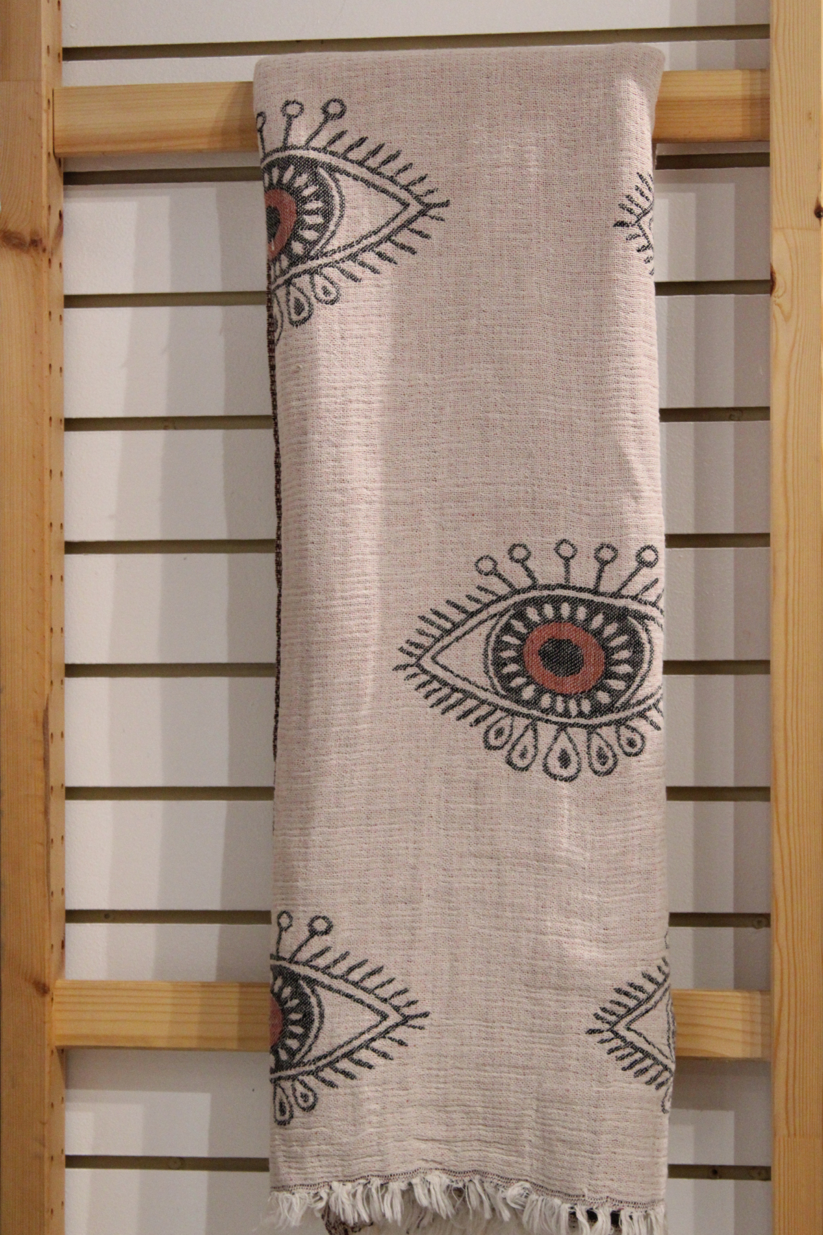 Protection Eye with Coral Eye on Grey Turkish Towel