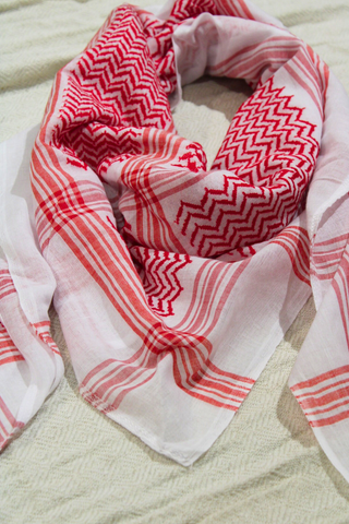 Traditional Keffiyeh Scarf-Red&White