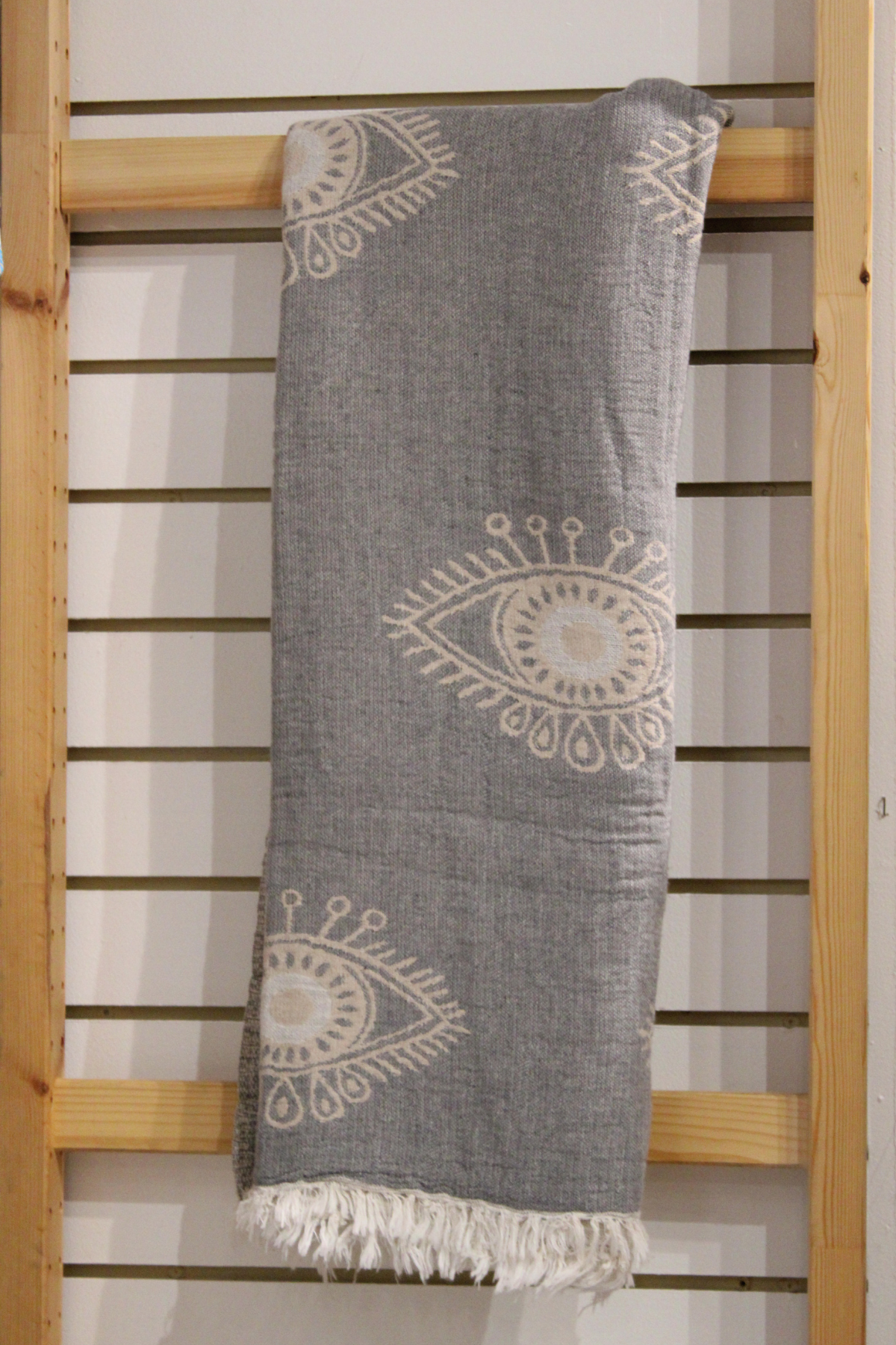 Protection Eye Light Grey Turkish Towel with White Eye
