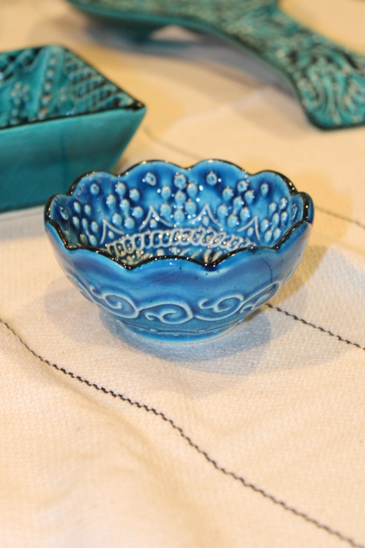 Turquoise Ceramic Bowls- 8 cm