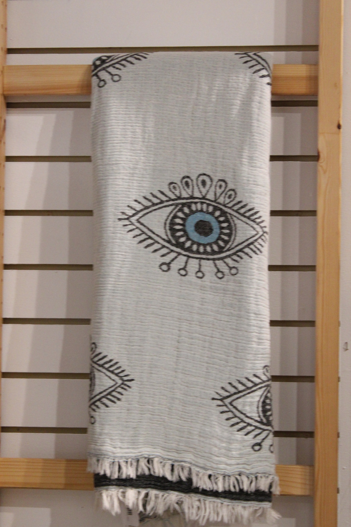 Protection Eye Dark Grey Turkish Towel with Blue Eye