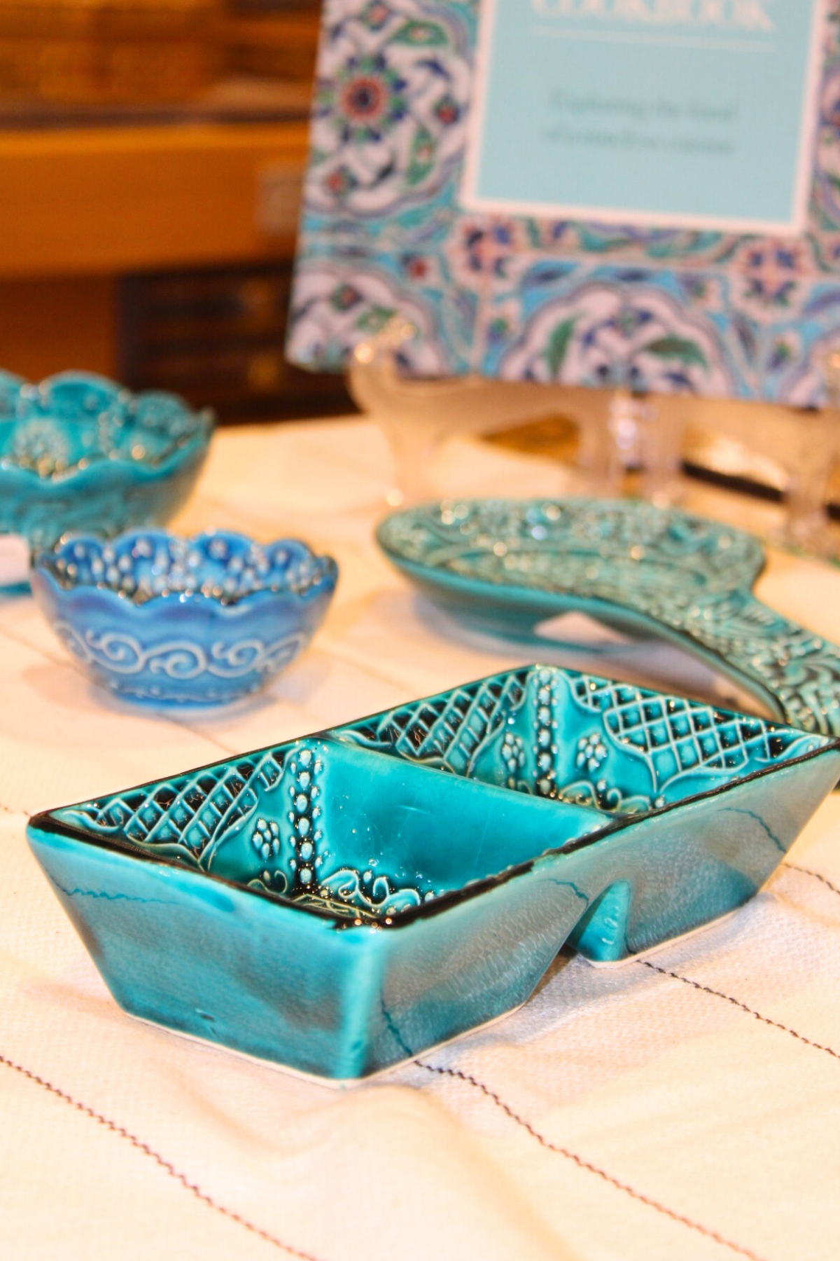 Turquoise Ceramic Snack Plate