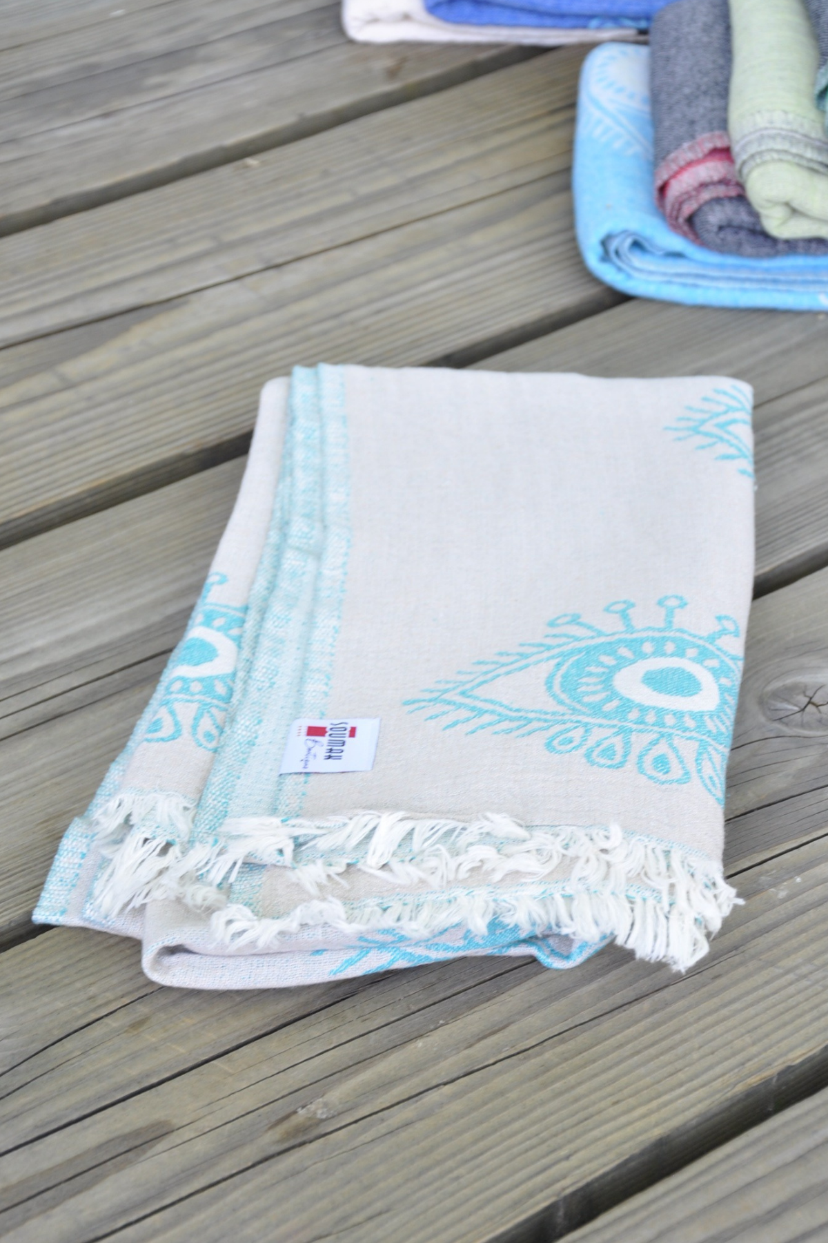 Protection Eye White with Green Eye Turkish Towel