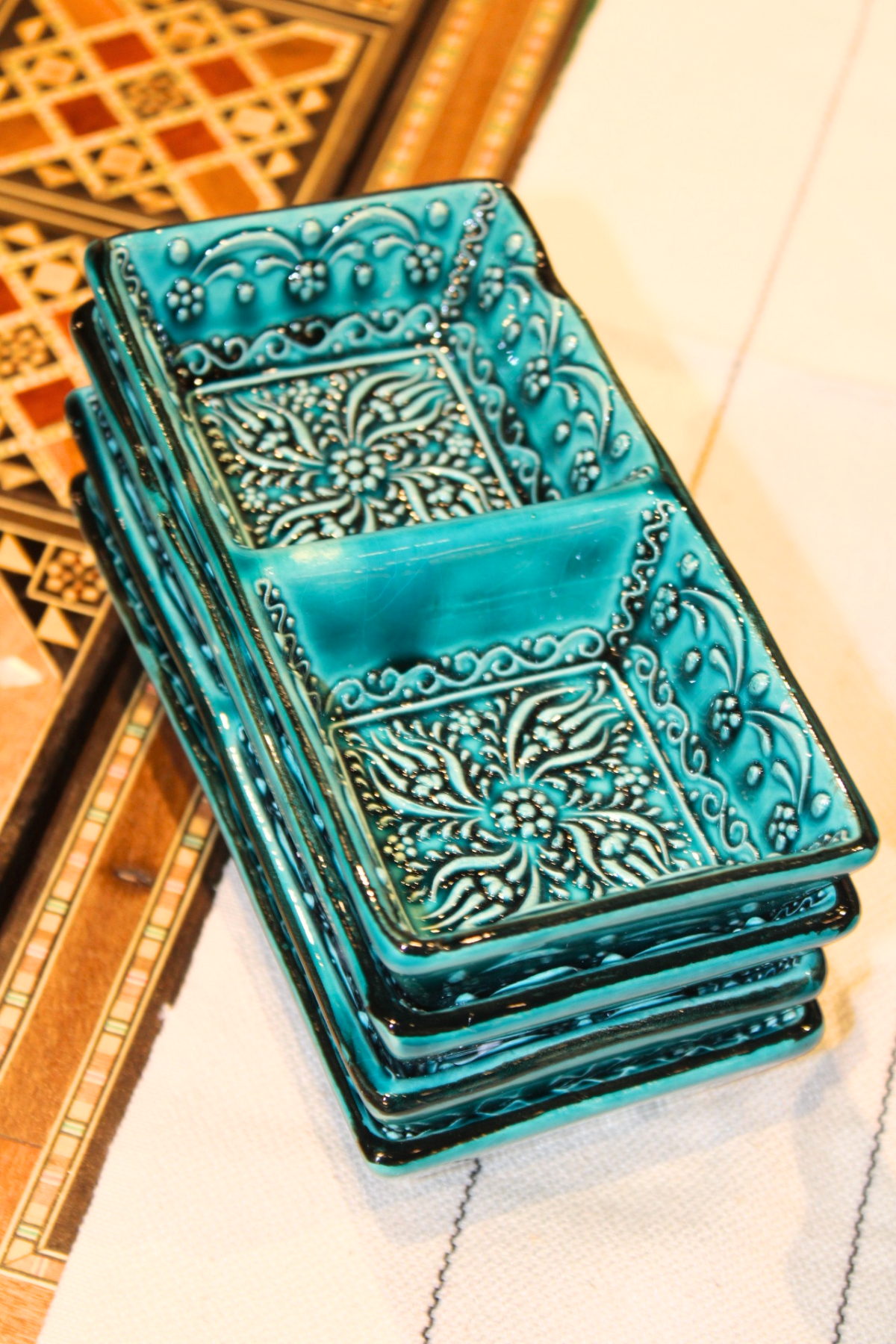 Turquoise Ceramic Snack Plate
