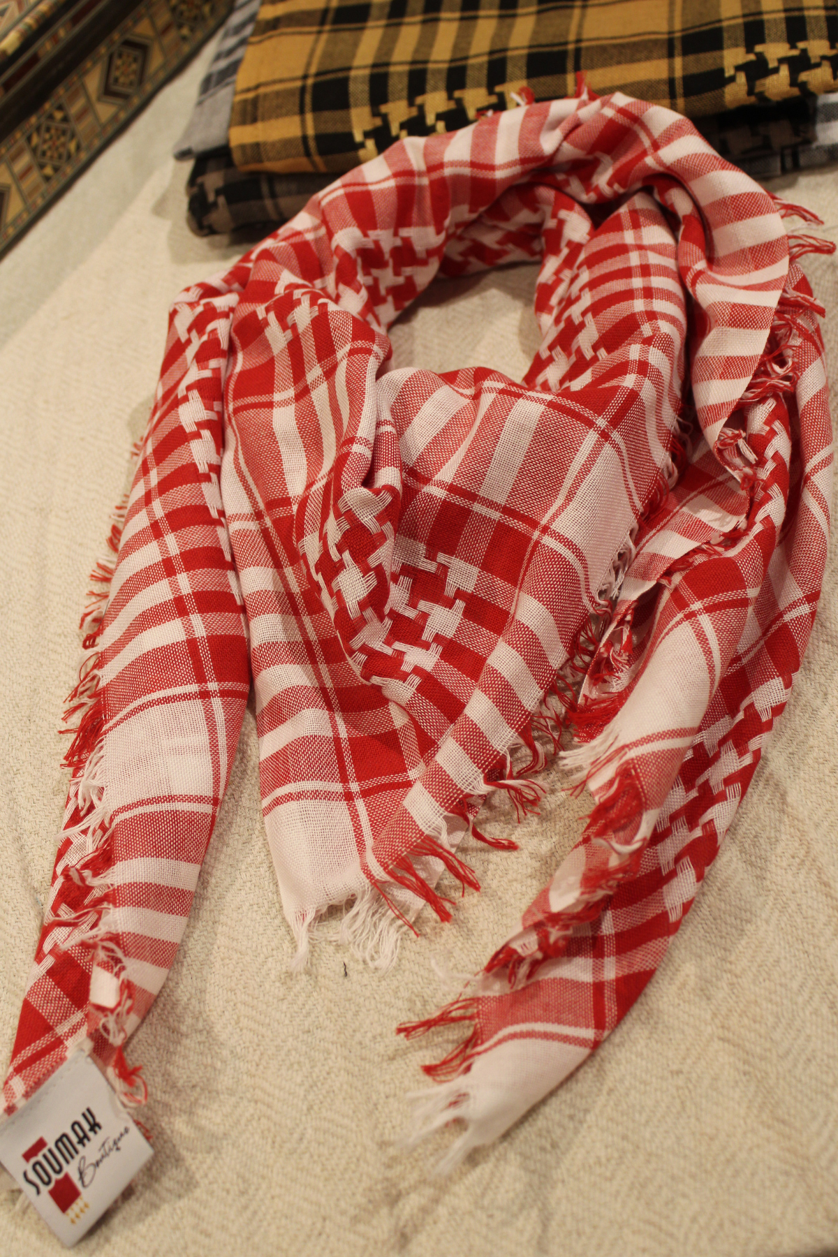red and white shawl