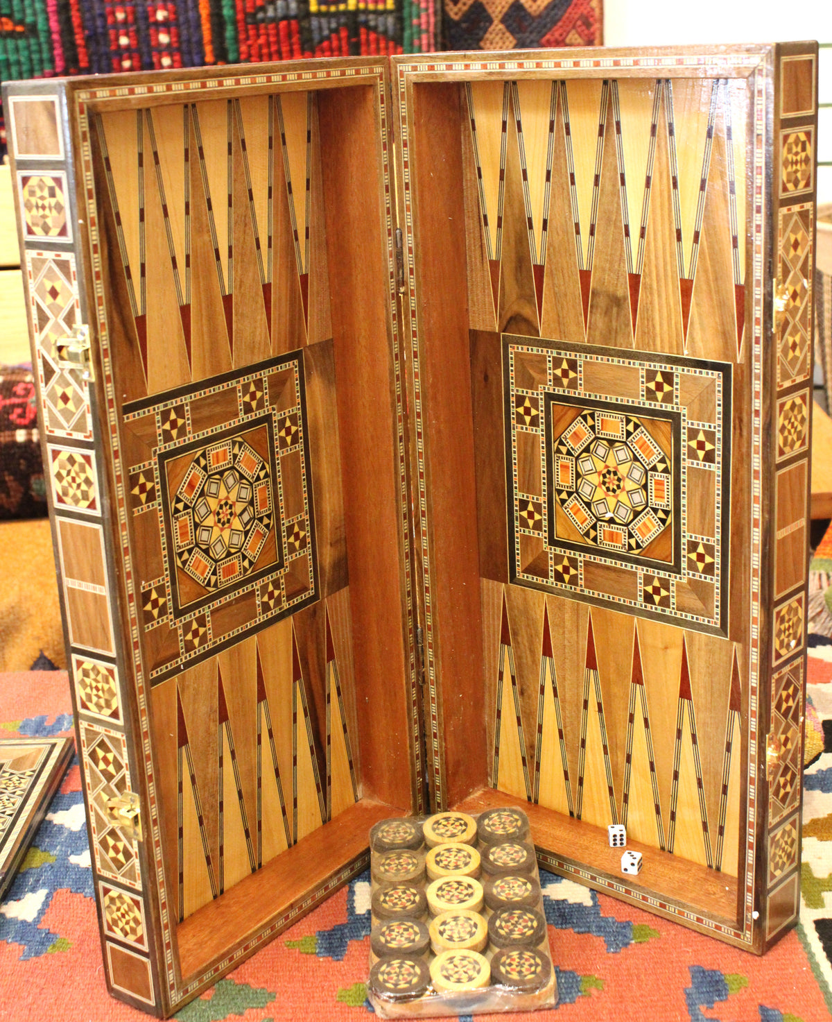 Syrian Deluxe Mosaic Backgammon & Chess Board