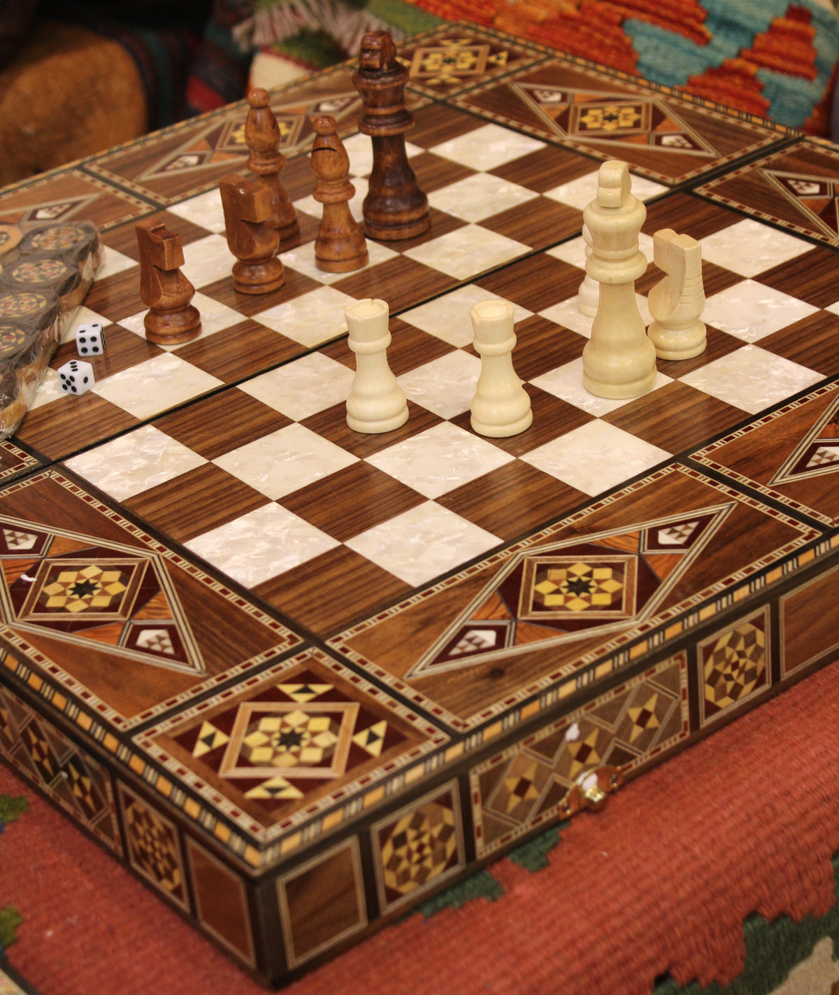 Syrian Deluxe Mosaic Backgammon & Chess Board