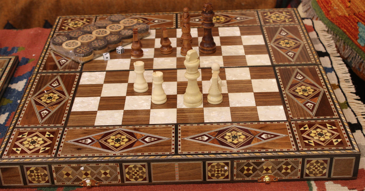 Syrian Deluxe Mosaic Backgammon & Chess Board