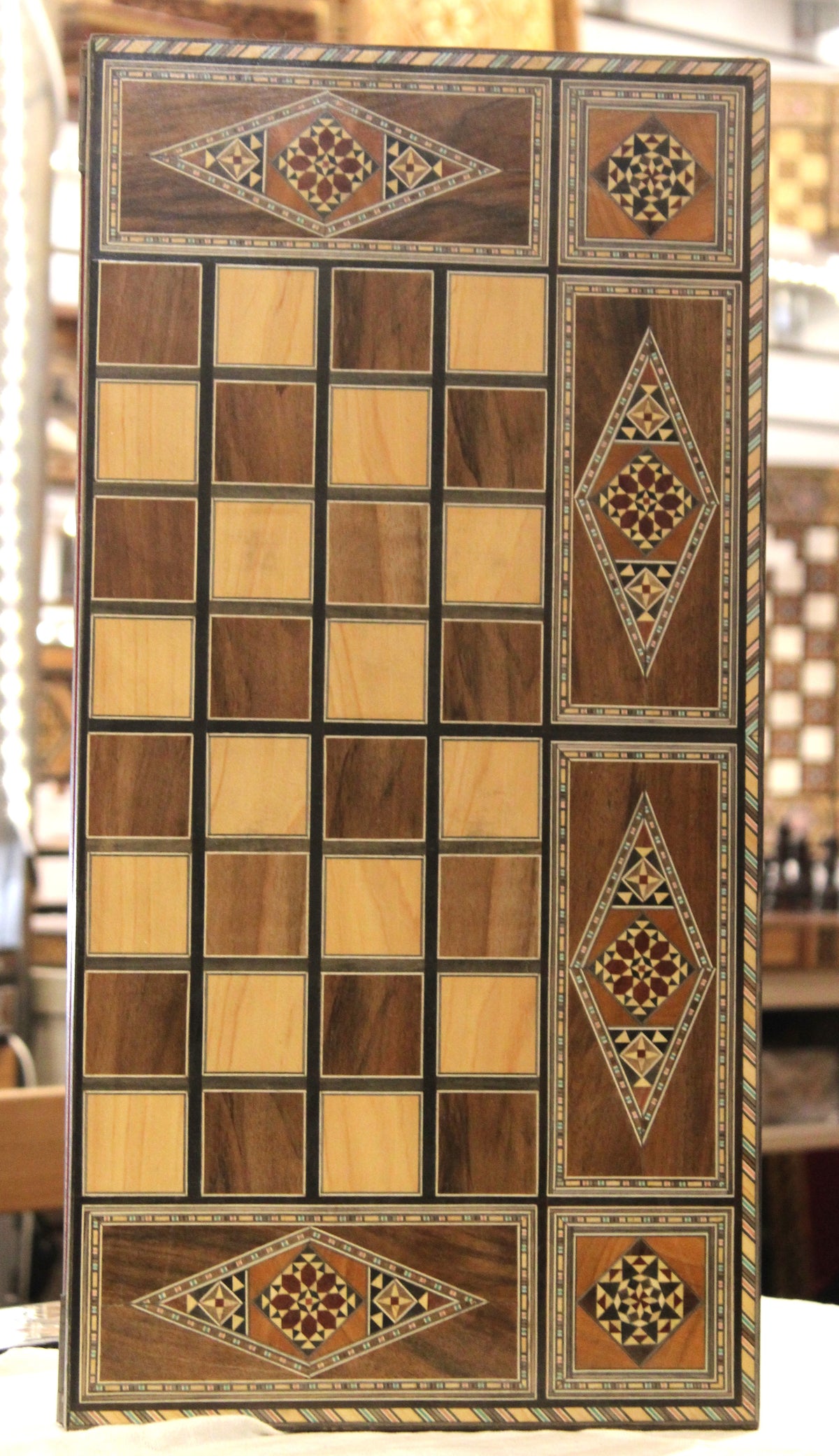 Aziz Foldable Syrian Mosaic Chess & Card Set