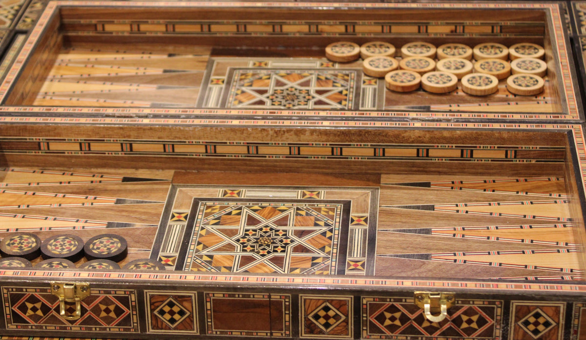 Awzan Syrian Mosaic Backgammon & Chess Board