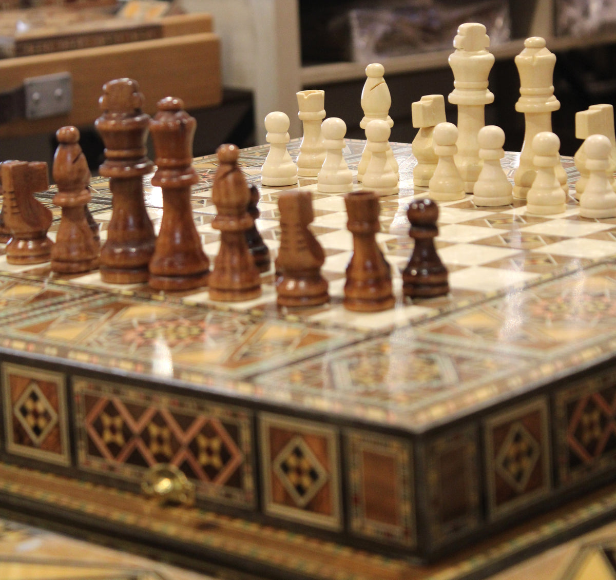 Awzan Syrian Mosaic Backgammon & Chess Board