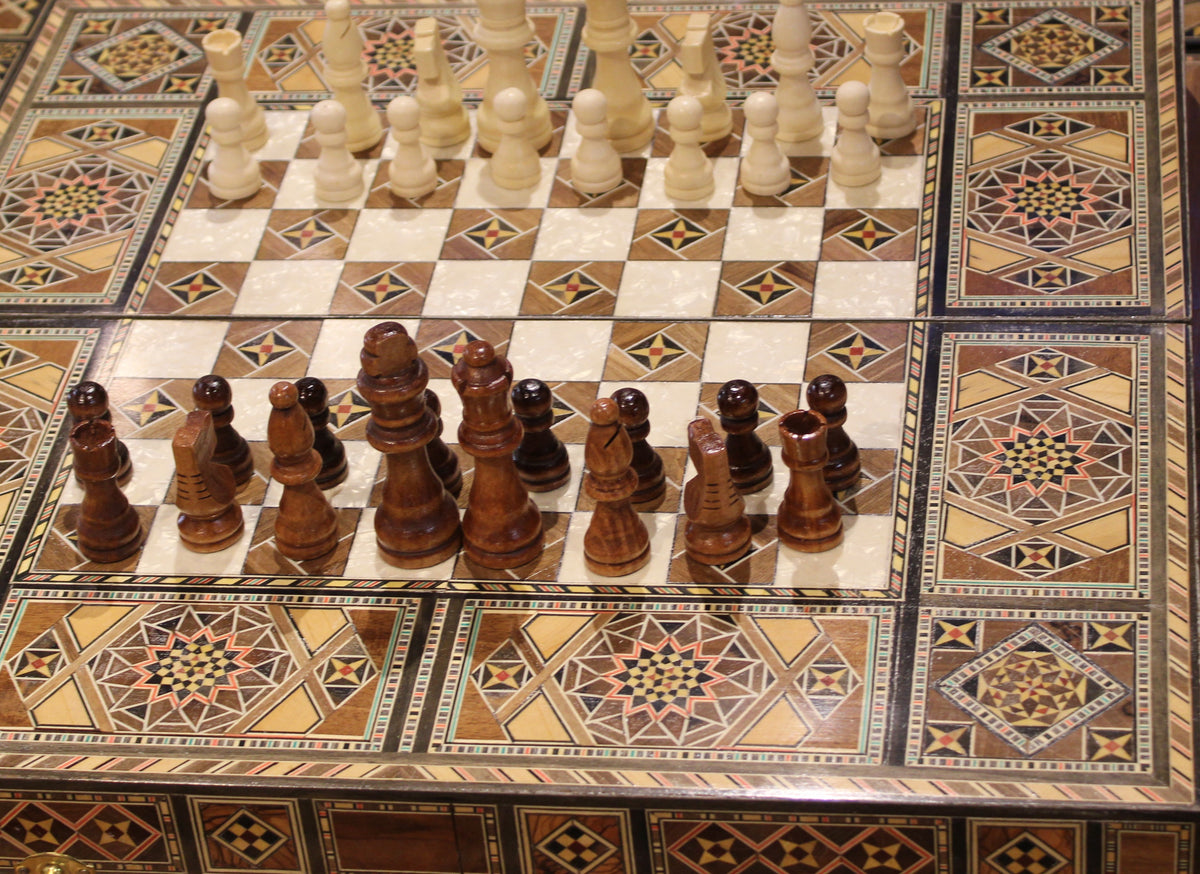 Awzan Syrian Mosaic Backgammon & Chess Board