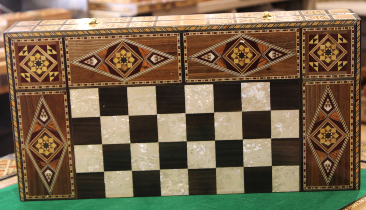 Hikma Syrian Mosaic Backgammon & Chess Board