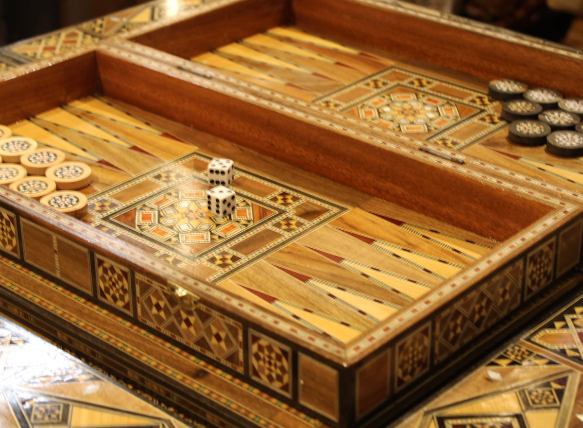 Hikma Syrian Mosaic Backgammon & Chess Board