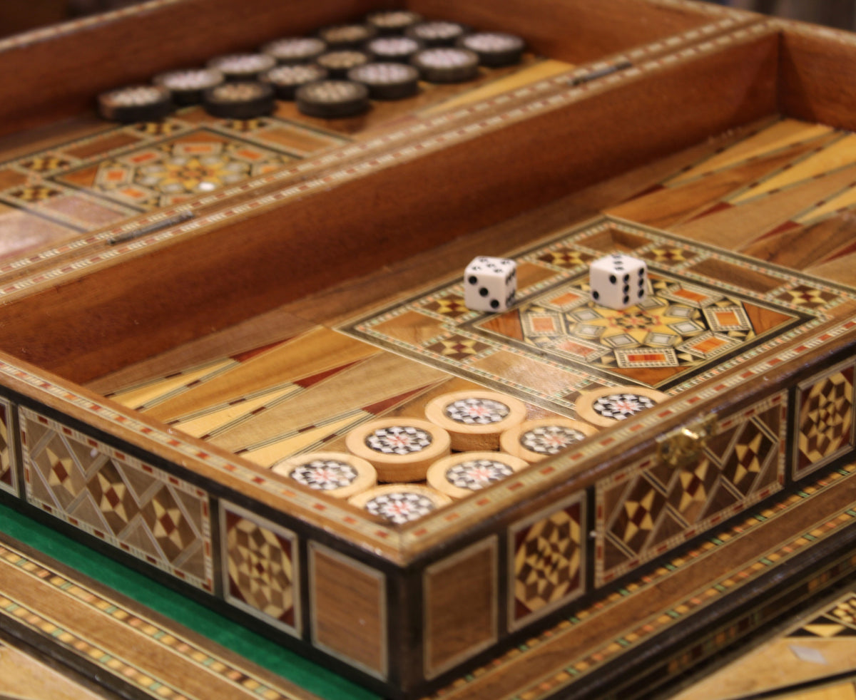 Hikma Syrian Mosaic Backgammon & Chess Board