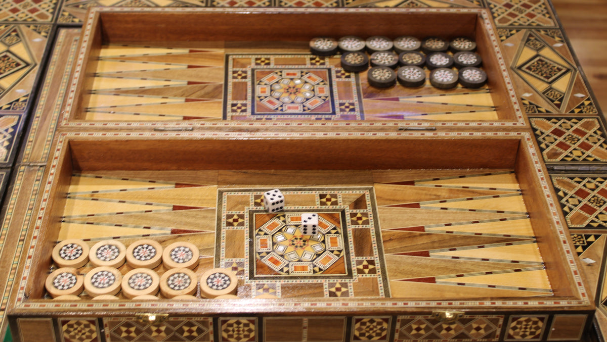 Hikma Syrian Mosaic Backgammon & Chess Board