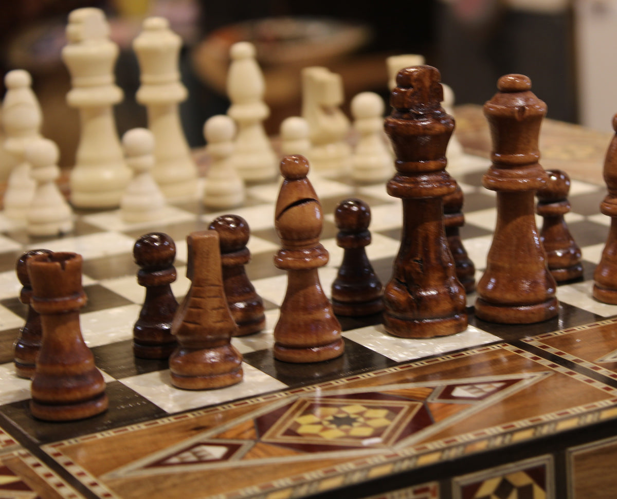 Hikma Syrian Mosaic Backgammon & Chess Board