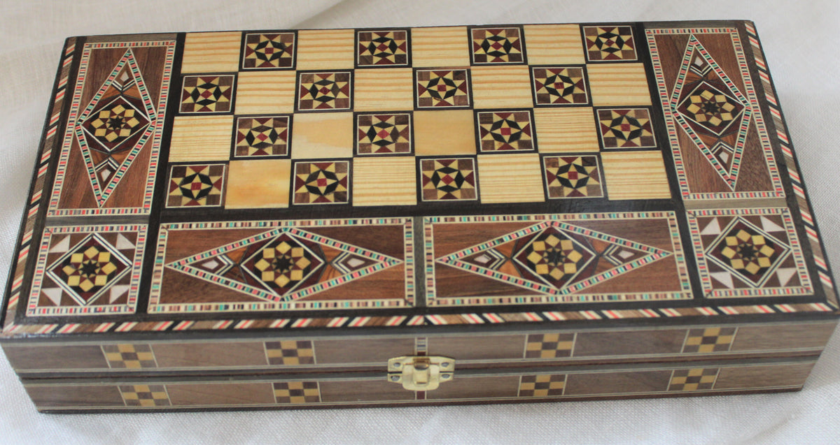 Sukun Syrian Mosaic Backgammon & Chess Board