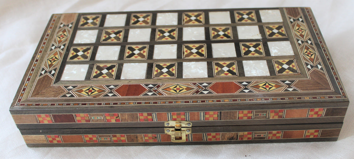 Sukun Syrian Mosaic Backgammon & Chess Board