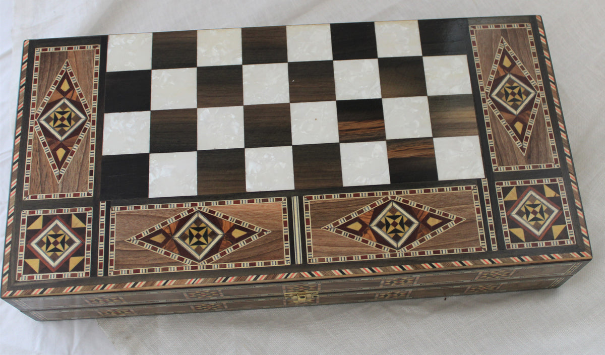 Harakat Syrian Mosaic Backgammon & Chess Board