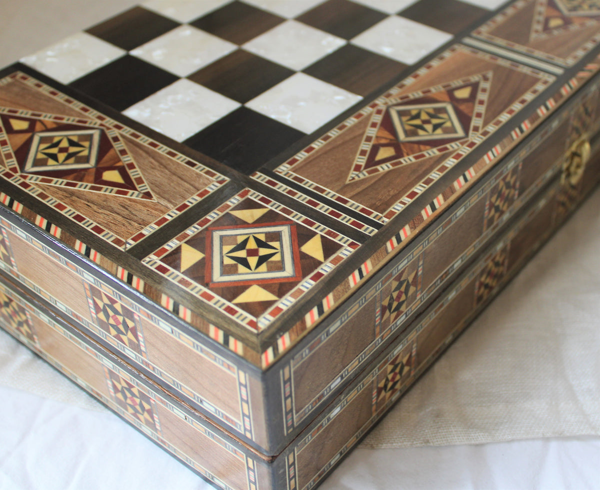 Harakat Syrian Mosaic Backgammon & Chess Board