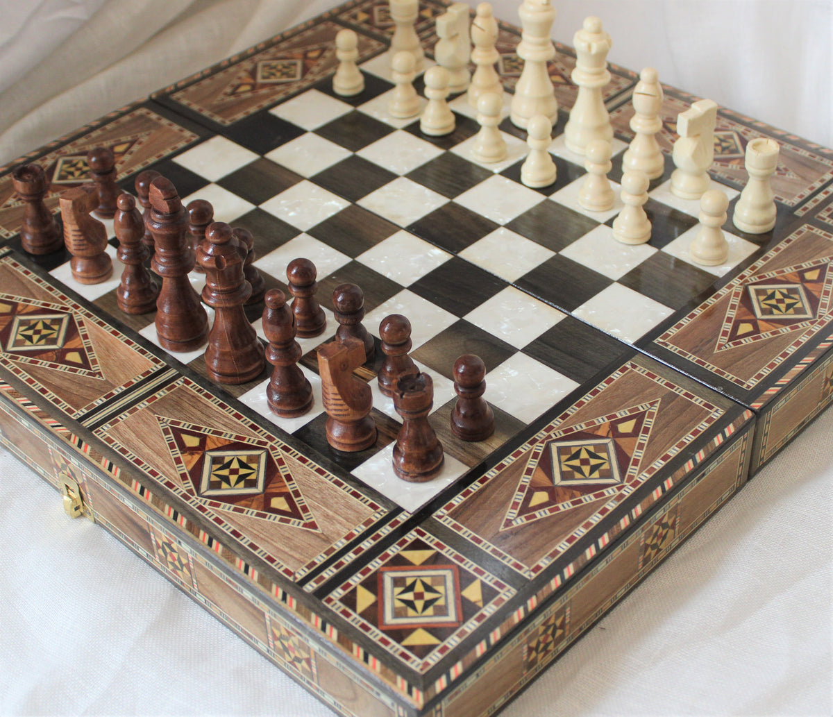 Harakat Syrian Mosaic Backgammon & Chess Board