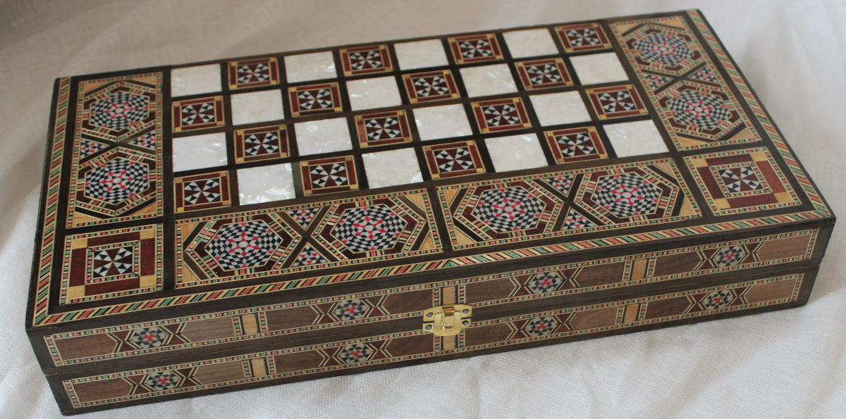 Harakat Syrian Mosaic Backgammon & Chess Board
