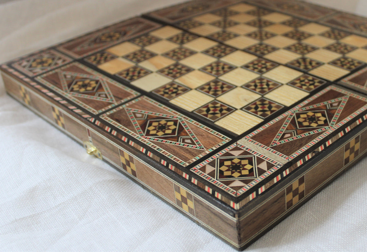 Sukun Syrian Mosaic Backgammon & Chess Board