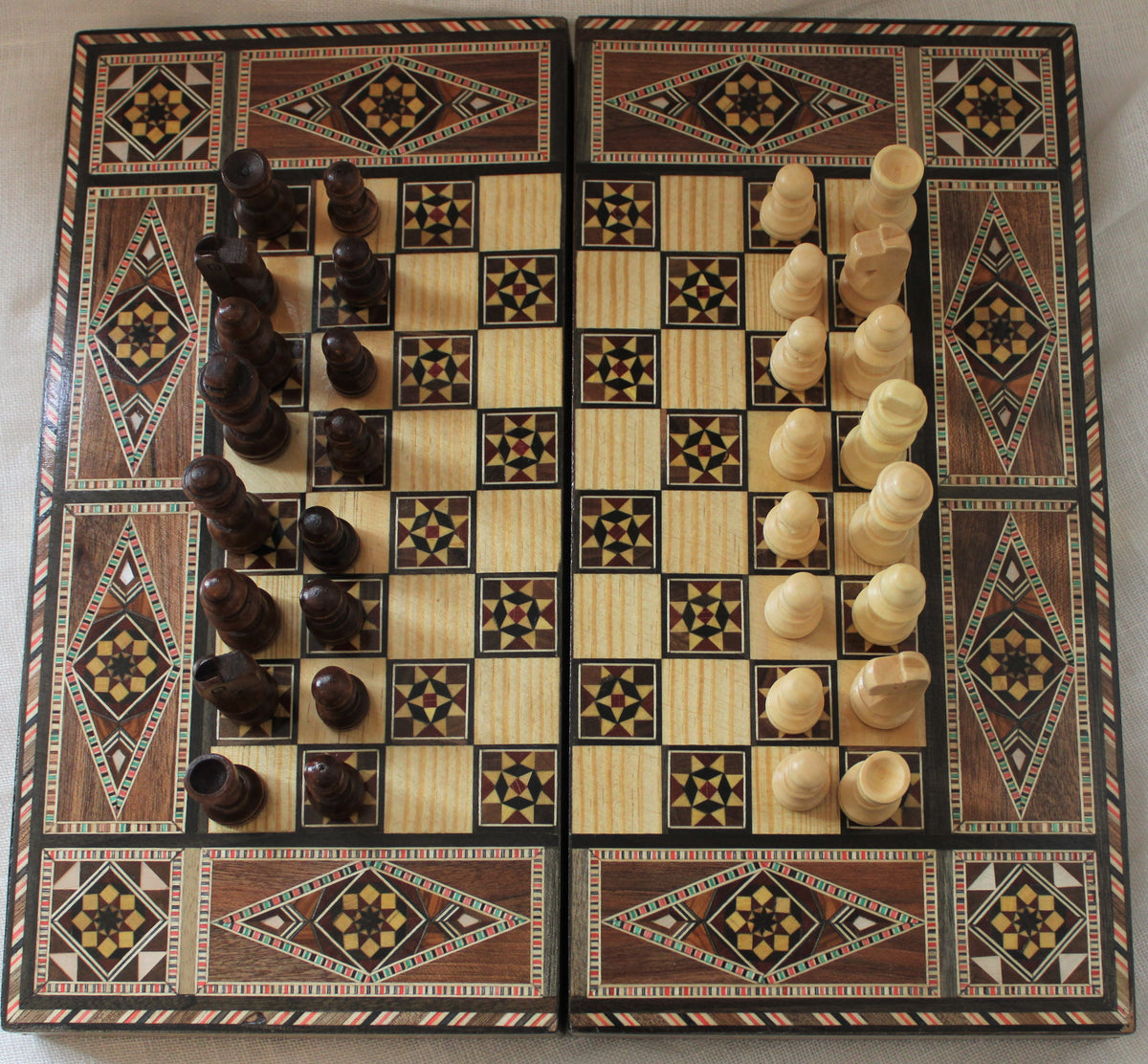 Sukun Syrian Mosaic Backgammon & Chess Board