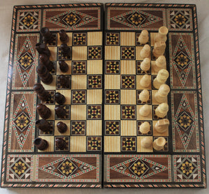 Sukun Syrian Mosaic Backgammon & Chess Board