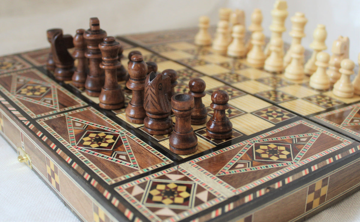 Sukun Syrian Mosaic Backgammon & Chess Board
