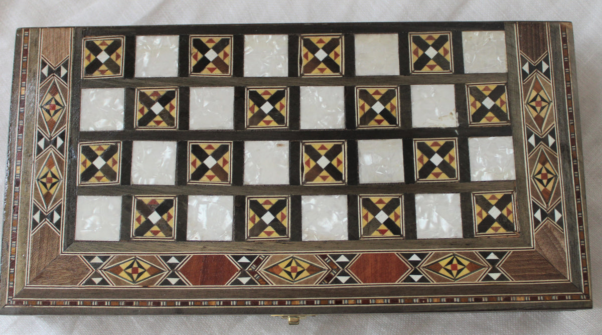 Sukun Syrian Mosaic Backgammon & Chess Board