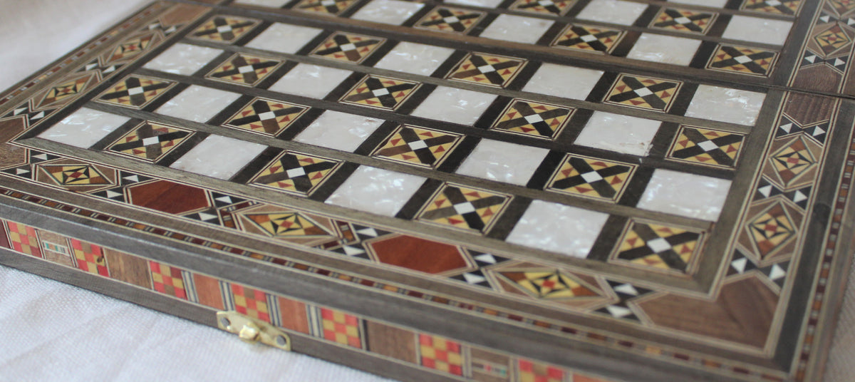 Sukun Syrian Mosaic Backgammon & Chess Board