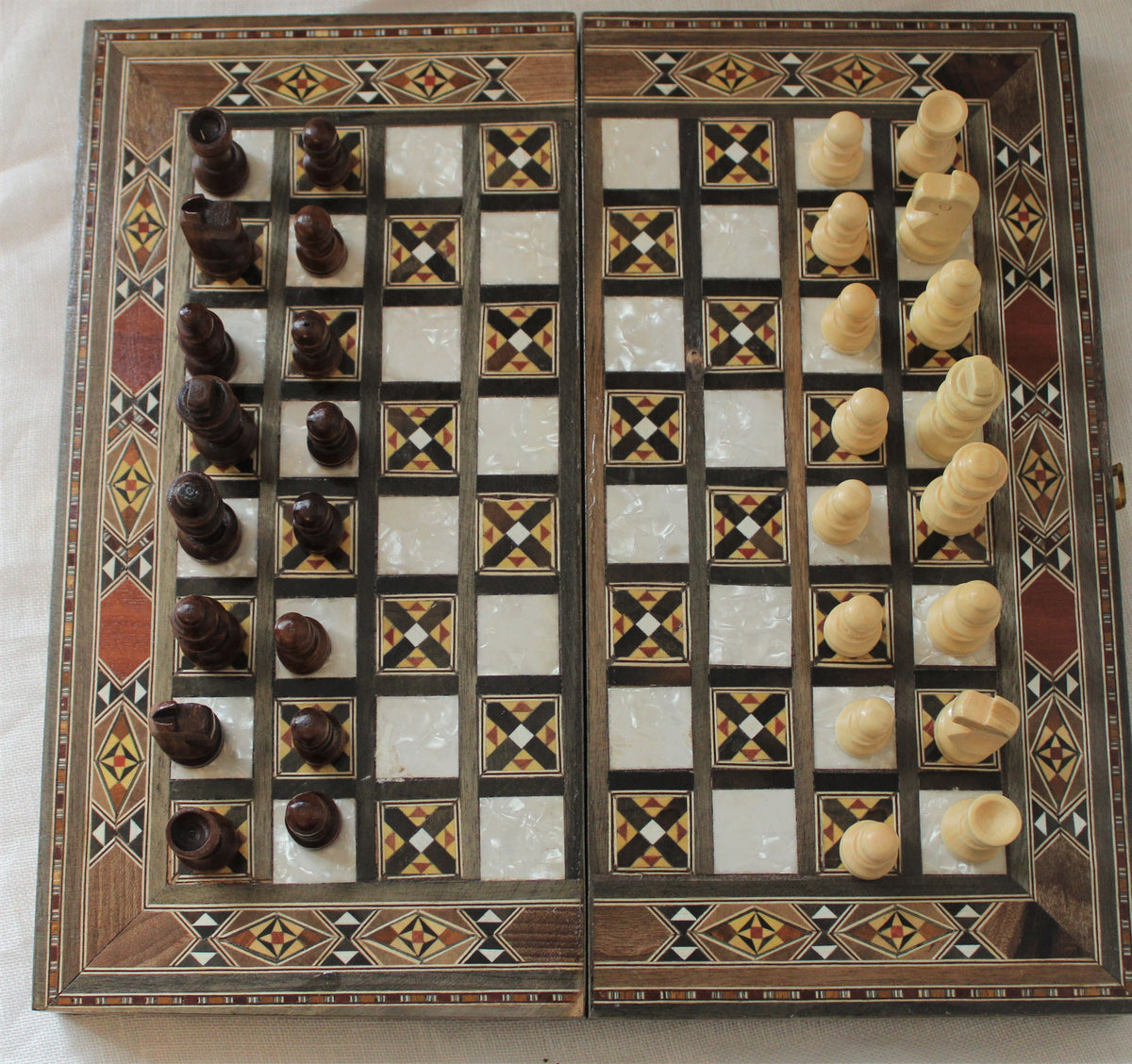 Sukun Syrian Mosaic Backgammon & Chess Board