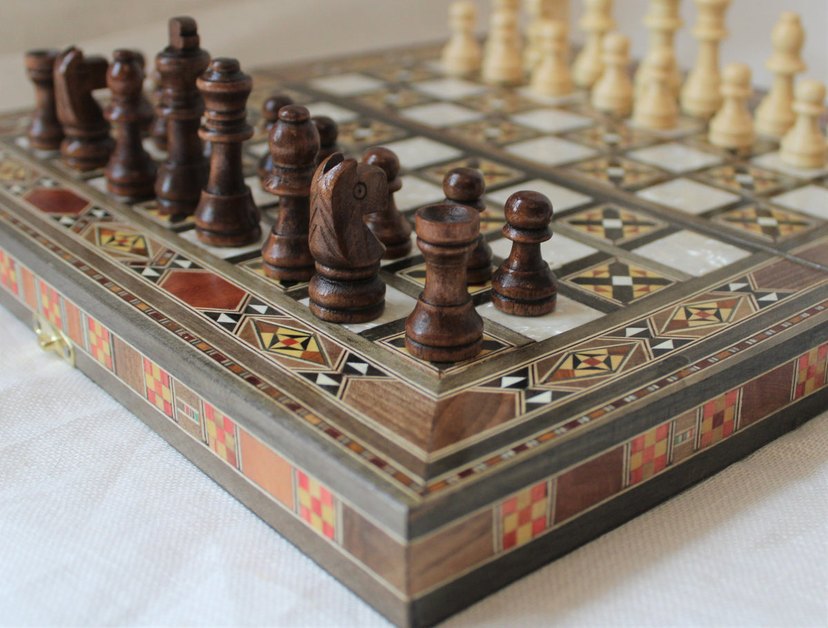 Sukun Syrian Mosaic Backgammon & Chess Board