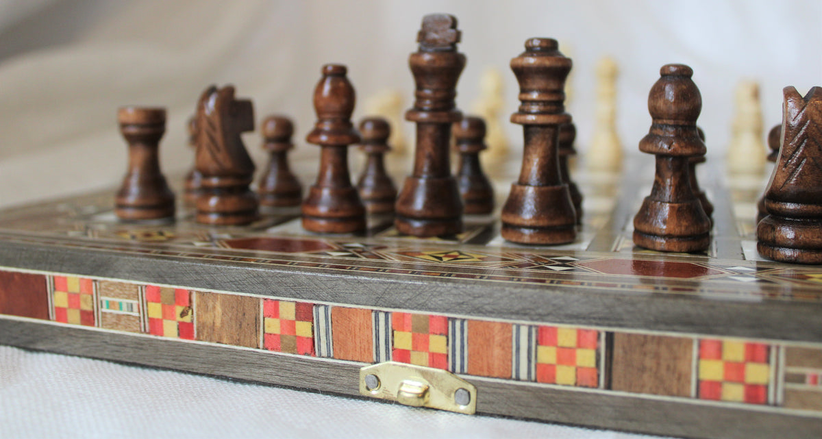 Sukun Syrian Mosaic Backgammon & Chess Board