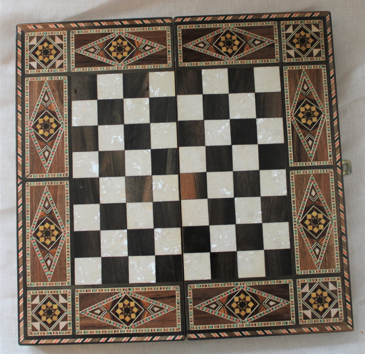 Sukun Syrian Mosaic Backgammon & Chess Board