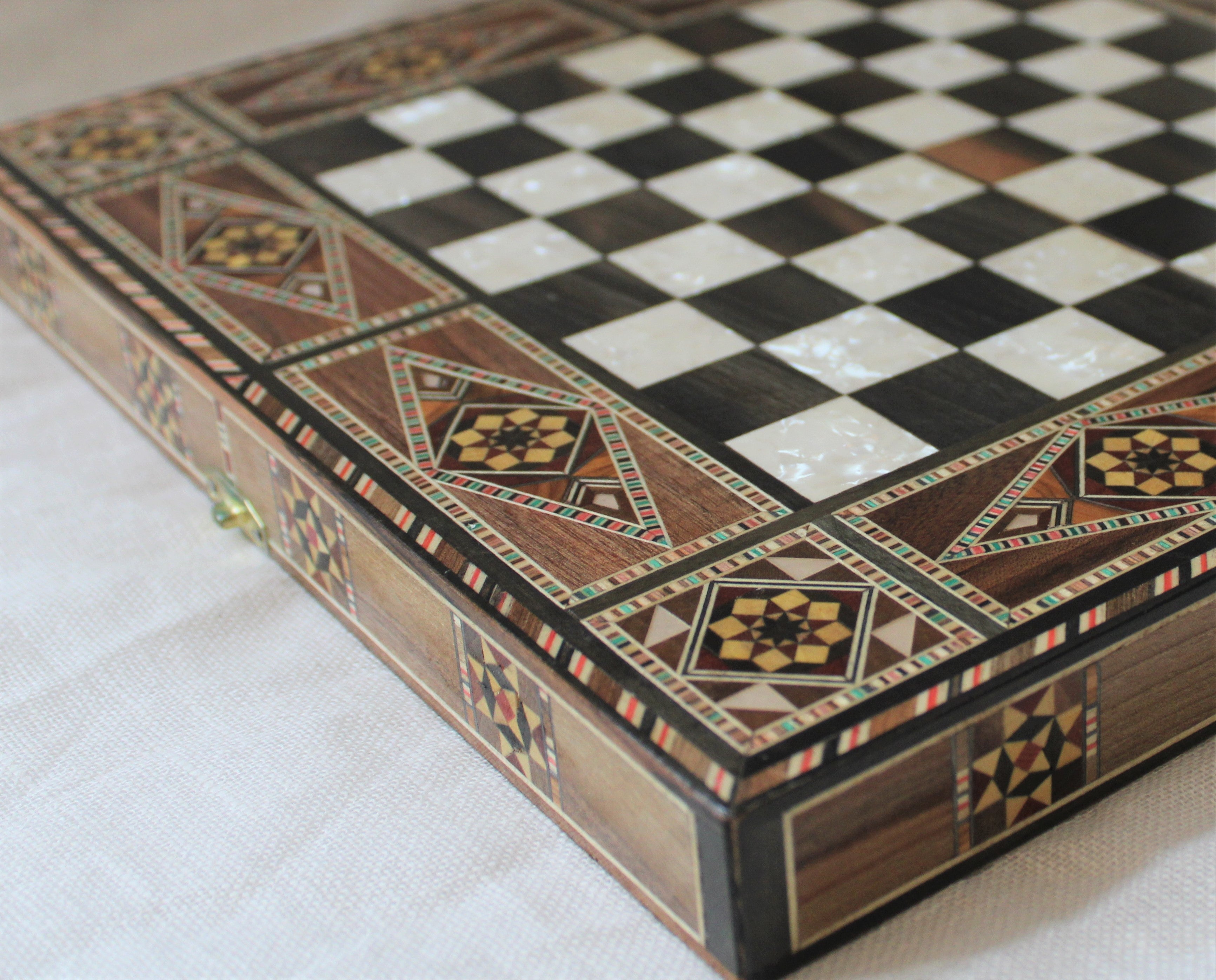 Sukun Syrian Mosaic Backgammon & Chess Board