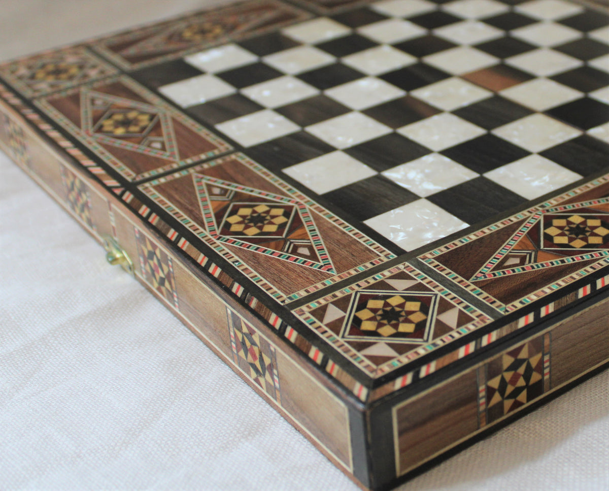 Sukun Syrian Mosaic Backgammon & Chess Board