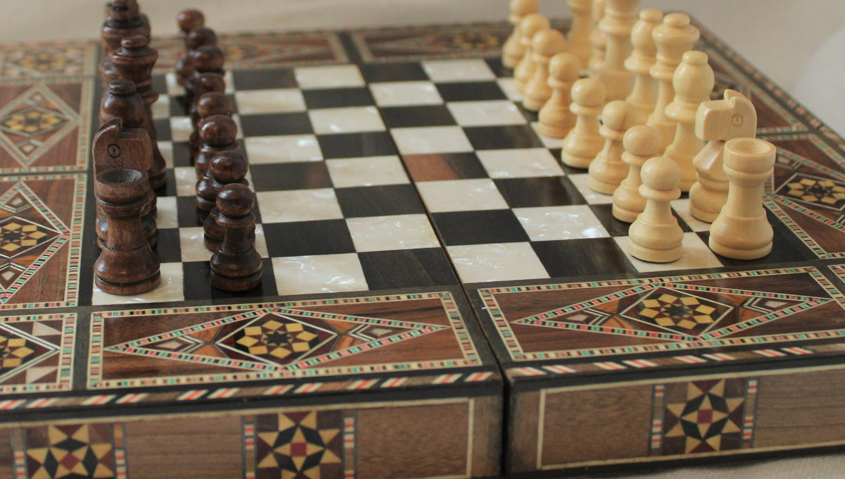 Sukun Syrian Mosaic Backgammon & Chess Board