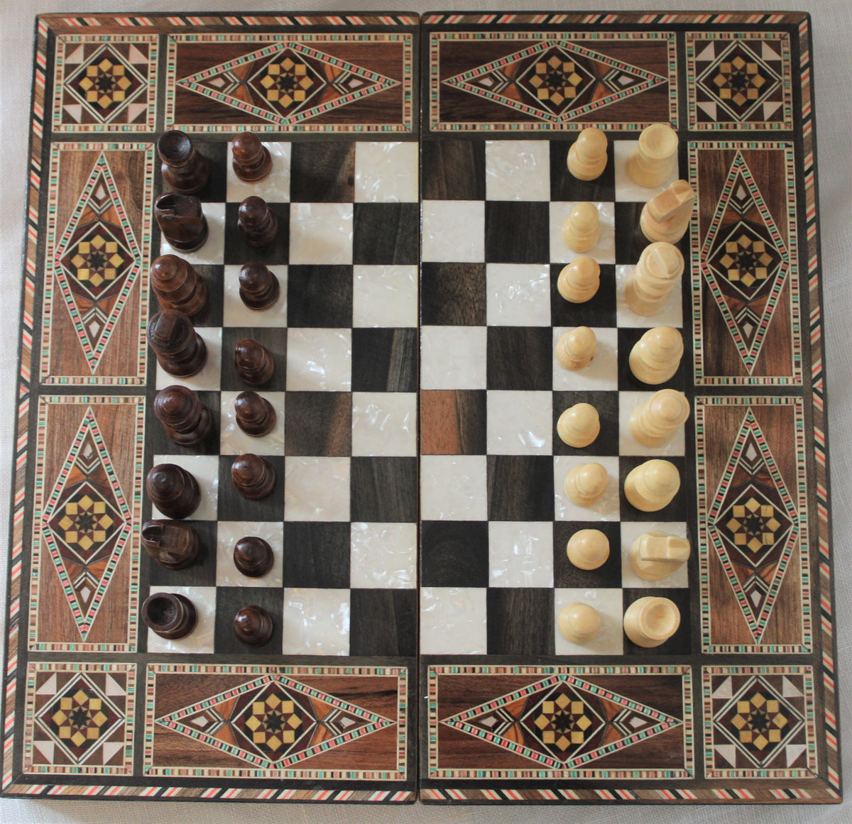 Sukun Syrian Mosaic Backgammon & Chess Board