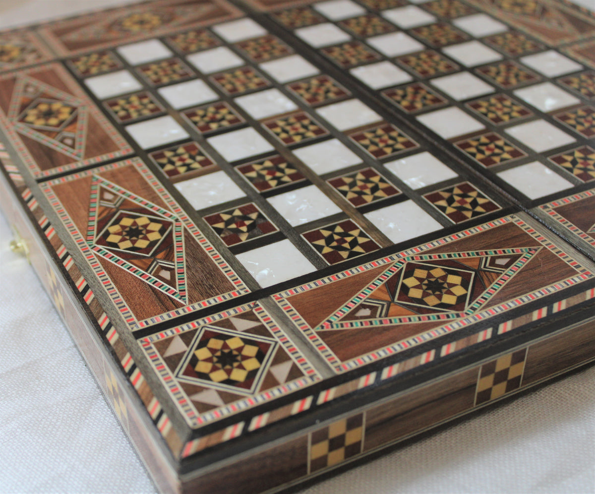 Sukun Syrian Mosaic Backgammon & Chess Board