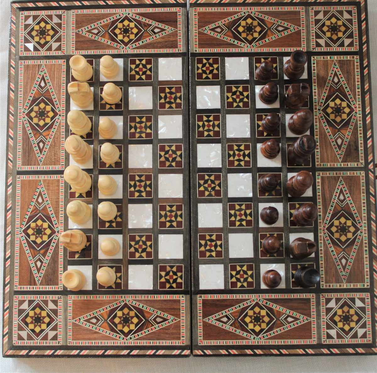 Sukun Syrian Mosaic Backgammon & Chess Board