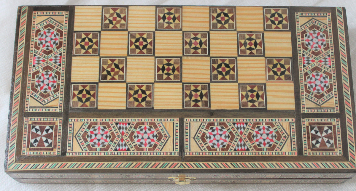 Sukun Syrian Mosaic Backgammon & Chess Board