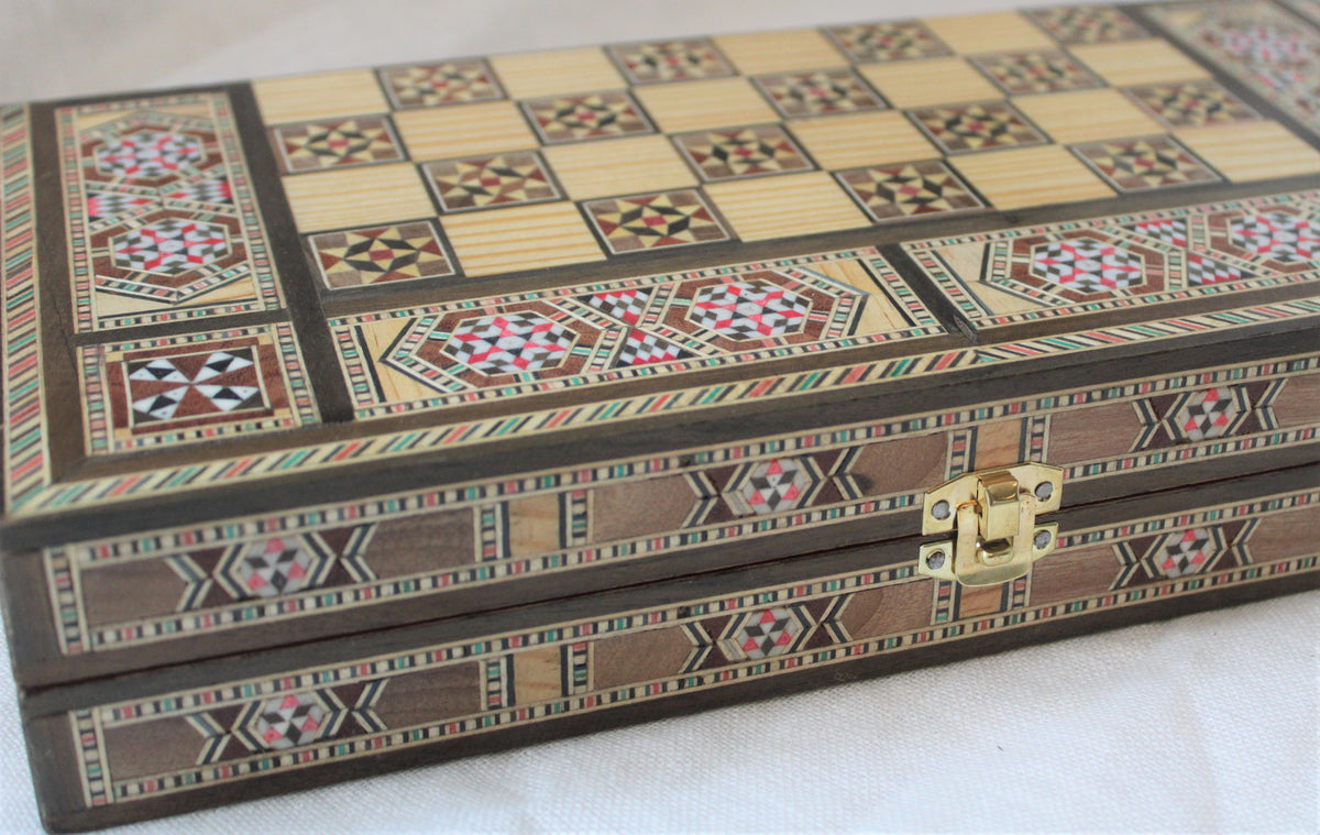 Sukun Syrian Mosaic Backgammon & Chess Board