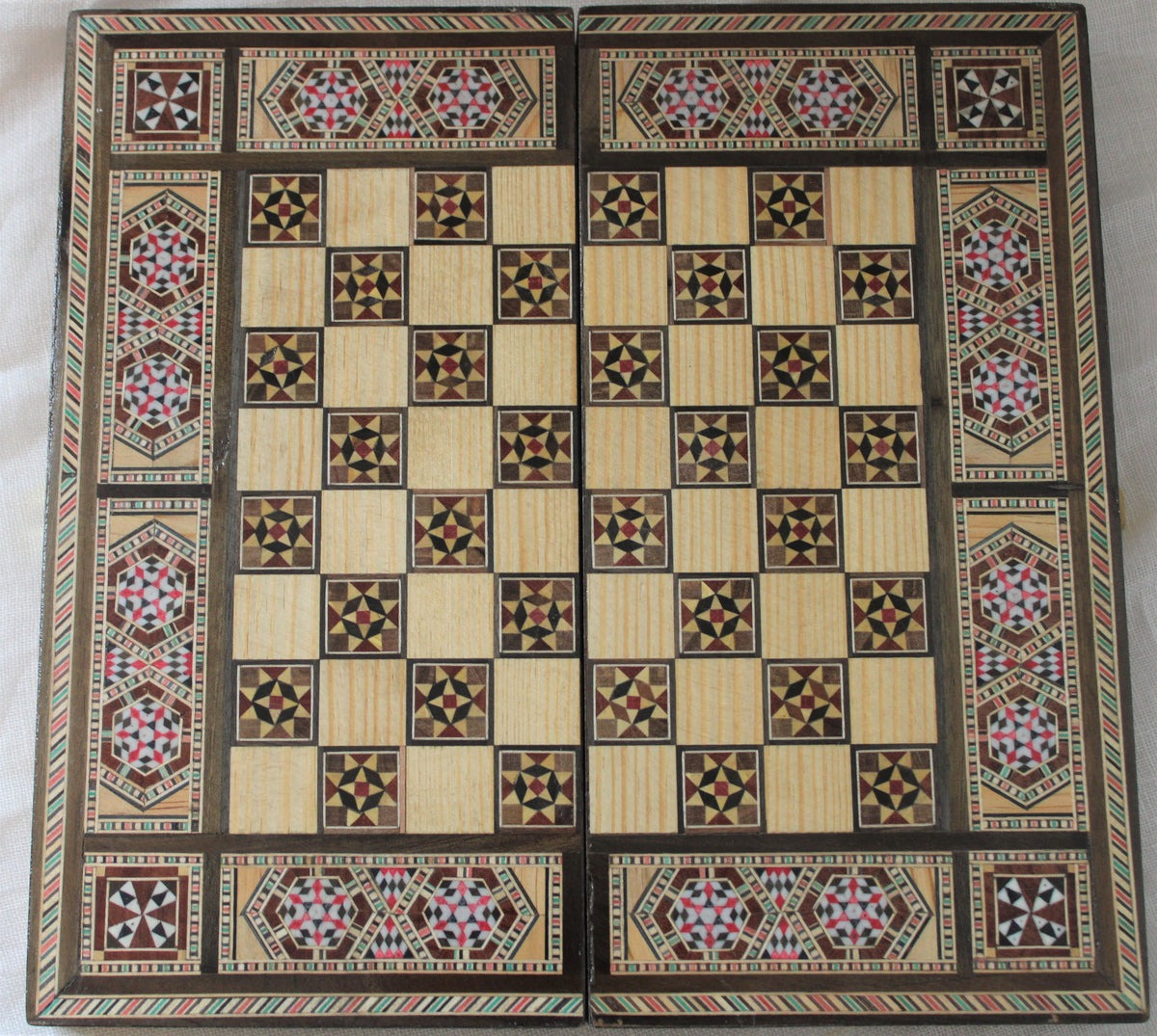 Sukun Syrian Mosaic Backgammon & Chess Board